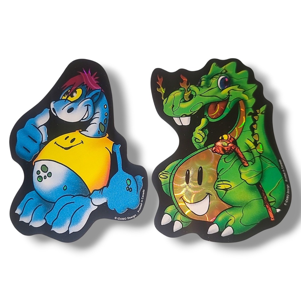 Vintage 90s Y2K Prism Blue & Green Monsters Vending Machine Stickers NOS